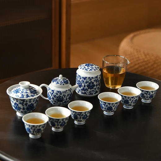 点工品缠枝莲茶具套装茶杯家用陶瓷主人杯品茗杯三才盖碗高档礼盒 商品图0