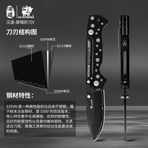 汉道摩蝎S35VN多功能户外刀求生刀便携折叠刀锋利刀荒野求生刀 商品图10