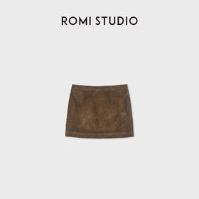 ROMI STUDIO非洲混种小羊皮细腻绒感复古直身皮半裙 RWCWXG7305