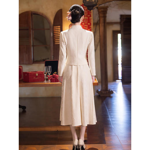 【花月夜】敬酒服新娘旗袍冬季新中式长袖订婚礼服裙回门便装LSB4305 商品图4