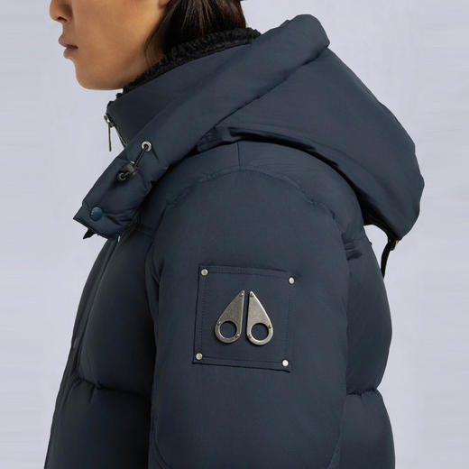 MOOSE KNUCKLES 男士金属驼鹿指节徽标绗缝连帽羽绒服 蓝色 M35MJ146 833 商品图3