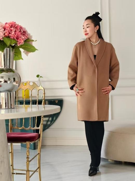 【12.19上新】2色之家100%山羊绒水波纹双面呢大衣·LSQ 商品图3