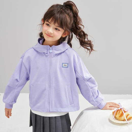 笛莎Deesha 2026春季女童时尚休闲宽松连帽针织外套 商品图0