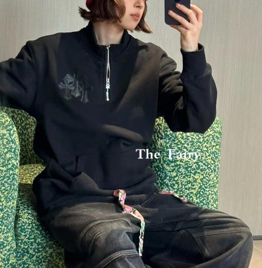 中性款半拉链立领加绒卫衣he009 商品图4