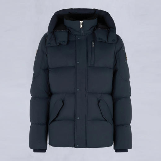 MOOSE KNUCKLES 男士金属驼鹿指节徽标绗缝连帽羽绒服 蓝色 M35MJ146 833 商品图0