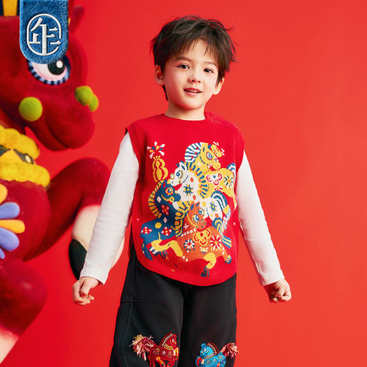 年衣童装针织背心婴童宝宝男女童冬新品毛衣中式马上发婴童针织背心 商品图2