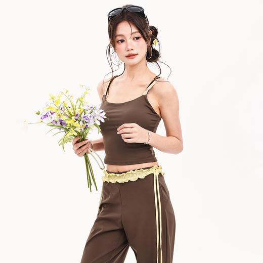 跃牌【禅语梵心】麻花撞色网纱文胸瑜伽背心运动内衣内搭美背固定杯文胸WX5786 商品图1