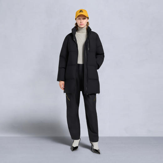 MOOSE KNUCKLES 女士金属驼鹿指节徽标绗缝可拆卸连帽羽绒服 黑色 M35LJ205S 305 商品图6