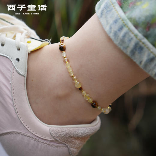 【预售3-5天】灵隐文创 金芒逐禄天然黄水晶脚链小众设计脚链女生饰品 商品图3