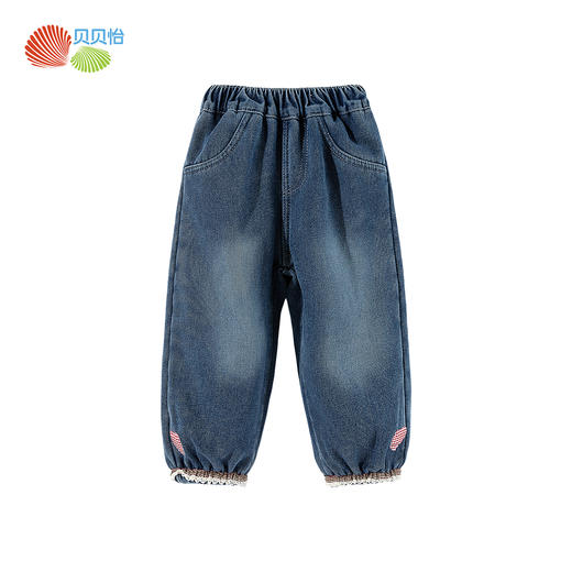 贝贝怡童装女童加绒牛仔裤2025秋冬新款保暖儿童长裤韩版休闲裤子ZB4EK056 商品图6