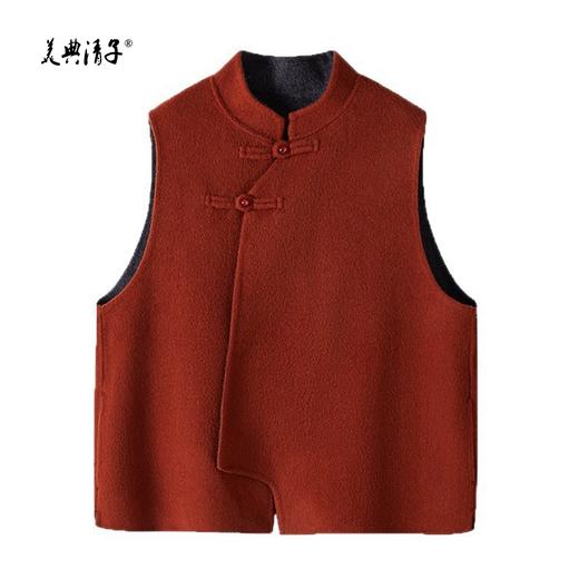 新中式立领盘扣双面羊毛马甲背心 商品图0