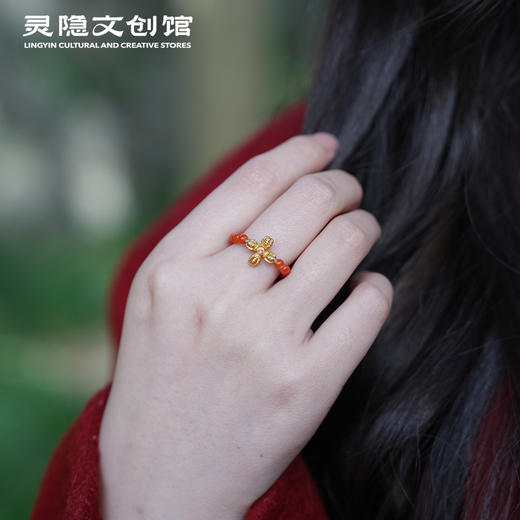 【预售3-5天】灵隐文创 青金南红戒指女生招米好运戒指 商品图2