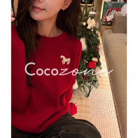 COCO ZONE 刘 一一 “小马毛衣”100羊毛圆领毛织上衣 CD1A1746