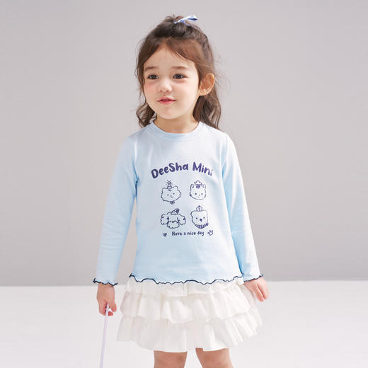 笛莎Deesha 2026春季女童基础可爱童趣印花长袖T恤 商品图3