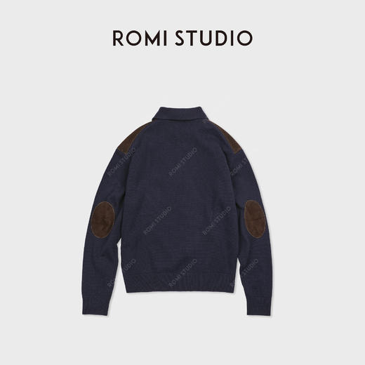 ROMISTUDIO“复古调性”羊毛拼麂皮立领宽松毛织外套RWCWWG7082 商品图1