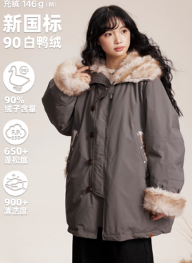 早乙女惠子saotome/STMWT14994/毛领连帽羽绒派克服