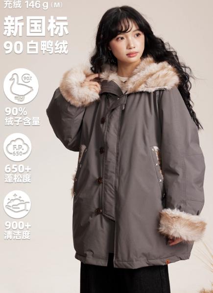 早乙女惠子saotome/STMWT14994/毛领连帽羽绒派克服 商品图0