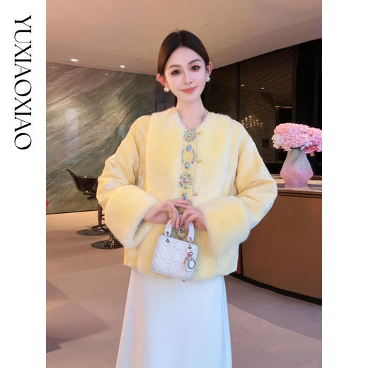 余潇潇【姑苏城外】东方韵味丝绒提花炫彩图案装饰国风羽绒外套 商品图0