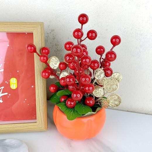 乔迁新居客厅玄关摆件发财果红浆果仿真花商场结婚房间家居装饰 商品图2