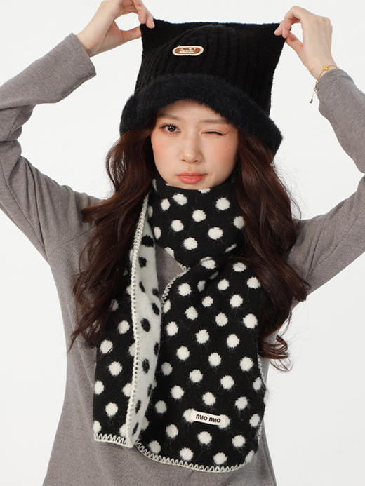 ins风小众黑色波点双面带围巾-纪念日百货门店同款167894341 商品图3