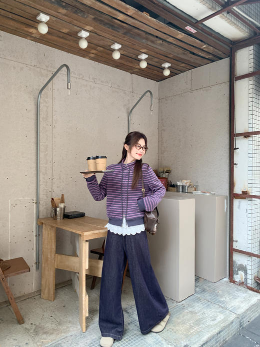 <曾小咸推荐>现货秒杀 ！微信超特价！条纹立领外套 日常209.99 立减100 秒杀109.99！！ 商品图6