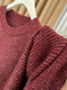 银河细闪发财红羊毛针织混纺毛衣 商品缩略图6