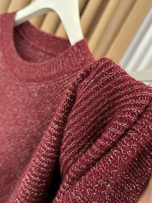 银河细闪发财红羊毛针织混纺毛衣 商品图6