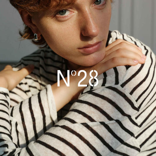 N°28 经典撞色条纹圆领长袖慵懒风亚麻上衣895371T535  商品图4