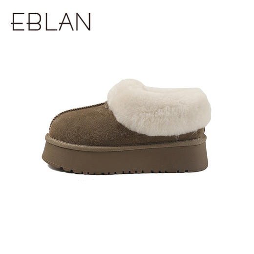 伊伴冬季复古美拉德色系蓬松毛边雪地靴B25762150 商品图1