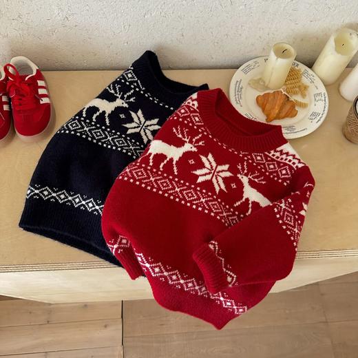 【YW】无忧购“礼物季”儿童圣诞毛衣加厚男童冬装本命年女童针织衫男孩冬季费尔岛毛衣（截单后3-5天发货) 商品图2