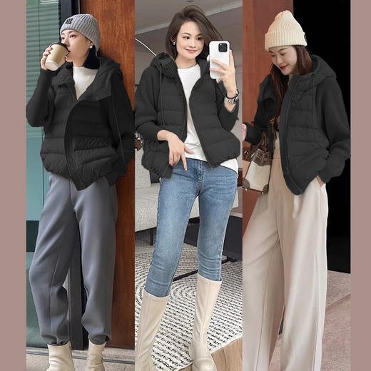 针织拼接90白鸭绒连帽运动风羽绒服 商品图9