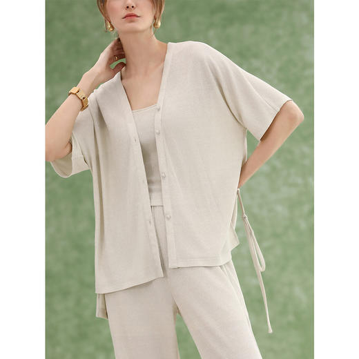 COCOBELLA垂顺银葱针织衫开叉脚口休闲裤自带Bra背心MZ3198-2 商品图0