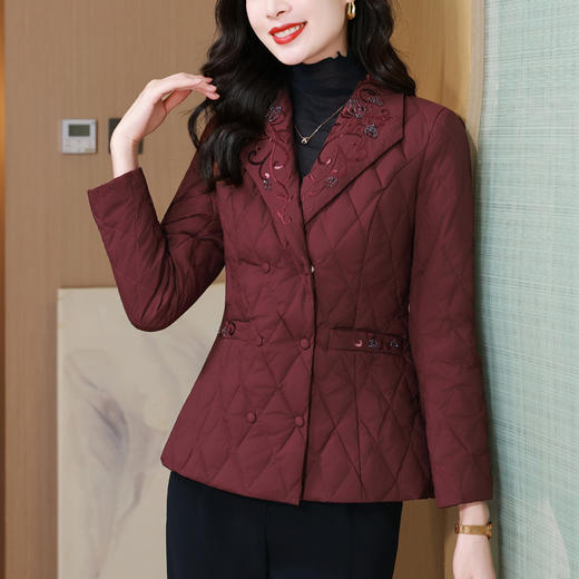 KQL B43N1662西装领刺绣双排扣羽绒棉服保暖加厚棉衣 商品图1