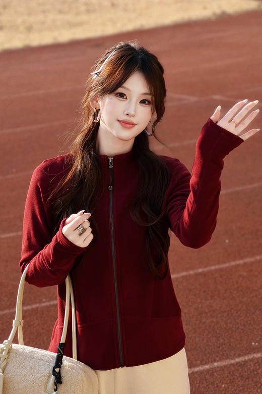 逸红颜明月优选 #羊绒益生菌【益生绒】立领拉链羊绒外套，从通勤到运动，陪伴你的松弛日常 商品图1