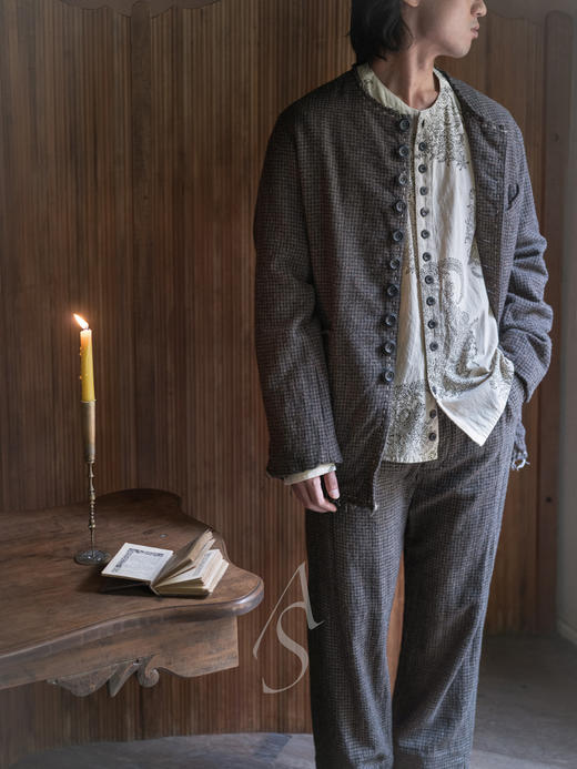 John Alexander Skelton  藤蔓图案手工织印棉无领衬衫 商品图8