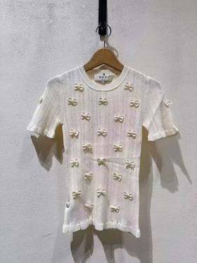 女款蝴蝶结短袖针织衫ba