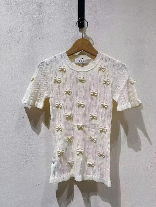 女款蝴蝶结短袖针织衫ba 商品图0