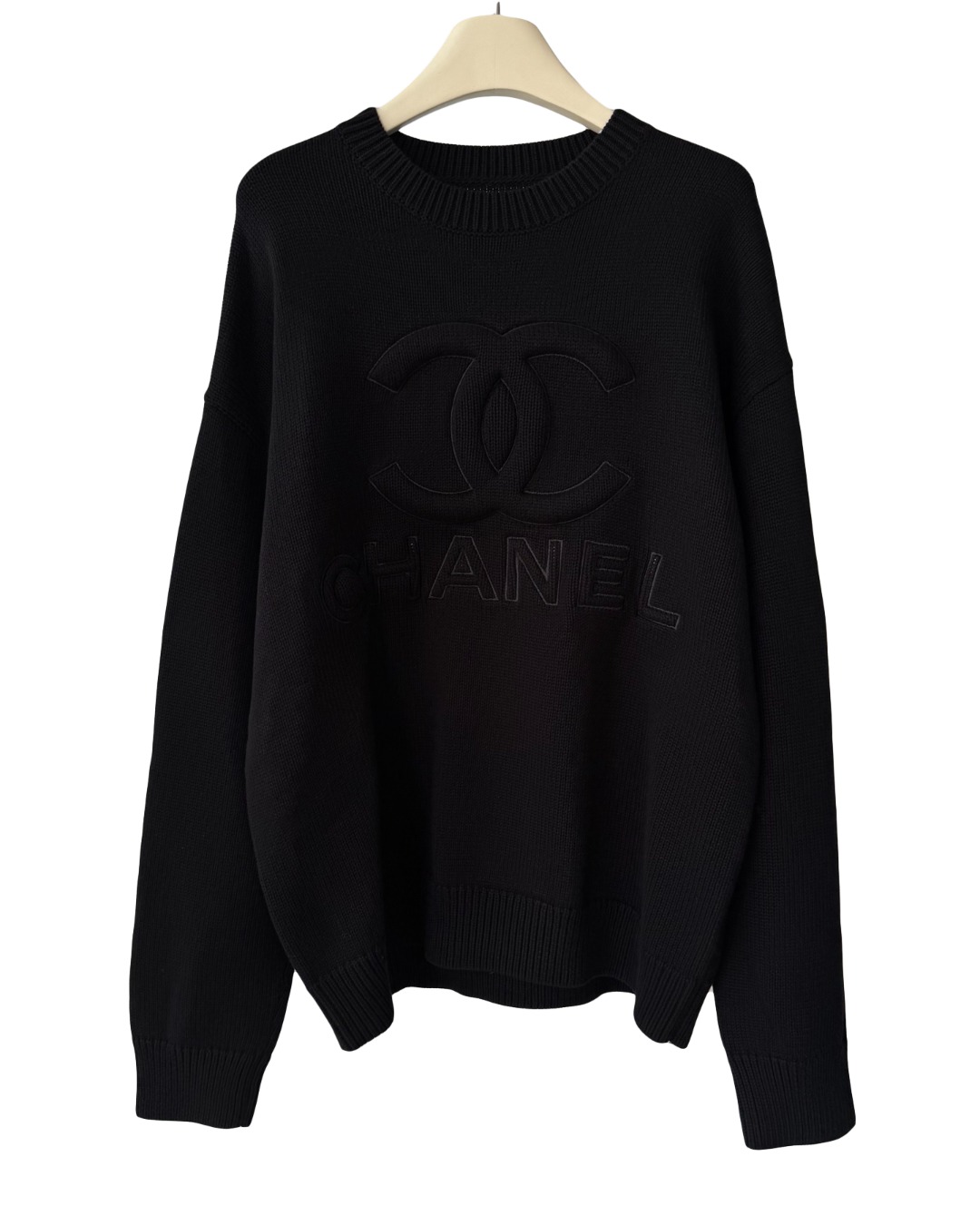 中性款宽松刺绣针织毛衣he025