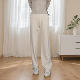 乔万尼2025新款复古高腰阔腿裤弹力女修身显瘦垂感长裤子EZ4F160