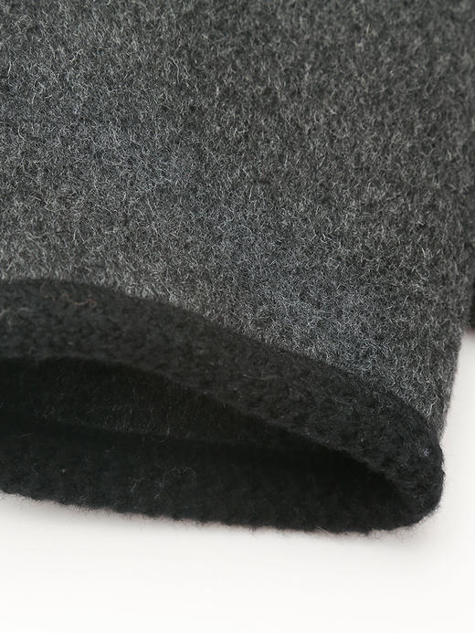 2025 秋冬深灰色连帽牛角扣毛呢大衣女 撞色包边宽松中长款休闲学院风保暖呢子外套 商品图3