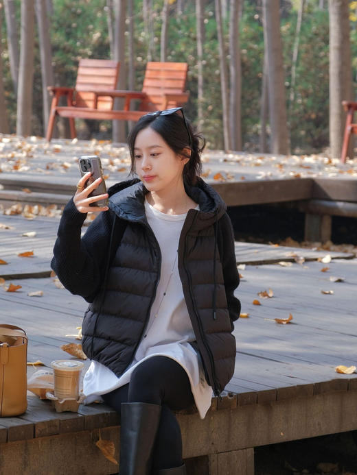 针织拼接90白鸭绒连帽运动风羽绒服 商品图5