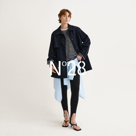 N°28 经典撞色条纹圆领长袖慵懒风亚麻上衣895371T535  商品图2