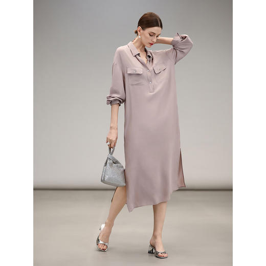 COCOBELLA迷雾粉人丝连衣裙女早秋宽松休闲衬衫裙FR3046-2 商品图2