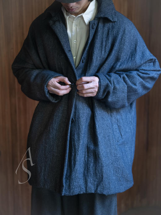 Casey Casey Orsan 25AW  靛蓝色人字纹羊绒短外套 商品图1