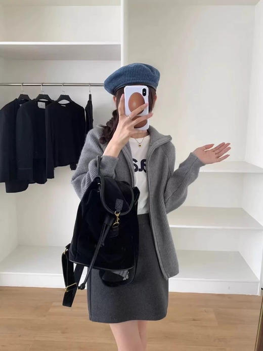 𝐞𝐠𝐠双拉链POLO针织羊毛羊驼混纺 商品图1