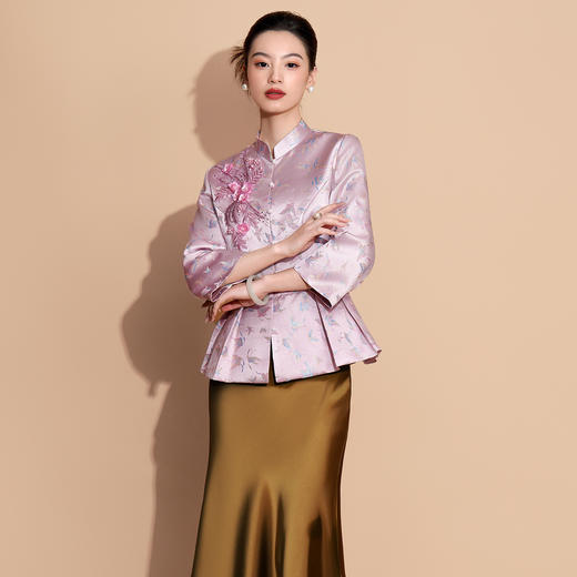 A60732 新中式提花外套搭配旗袍可穿2025秋冬新款妈妈显瘦气质上衣 商品图2