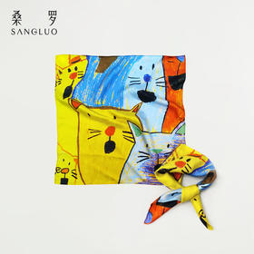 桑罗联合特殊儿童画作童趣丝巾桑蚕丝方巾盲盒颜色随机
