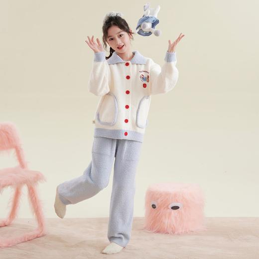 儿童睡衣冬加厚女童2025新款中大童女孩秋冬保暖珊瑚绒家居服套装 商品图3