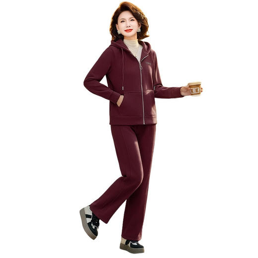 XK H18597洋气妈妈冬装套装加厚运动服两件套加绒上衣 商品图4