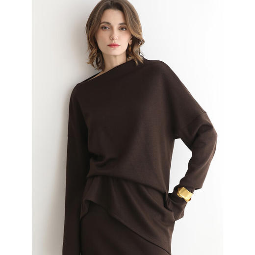 COCOBELLA优雅一字领针织衫秋冬新款气质通勤毛衣MZ0073-3 商品图1